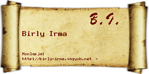Birly Irma névjegykártya